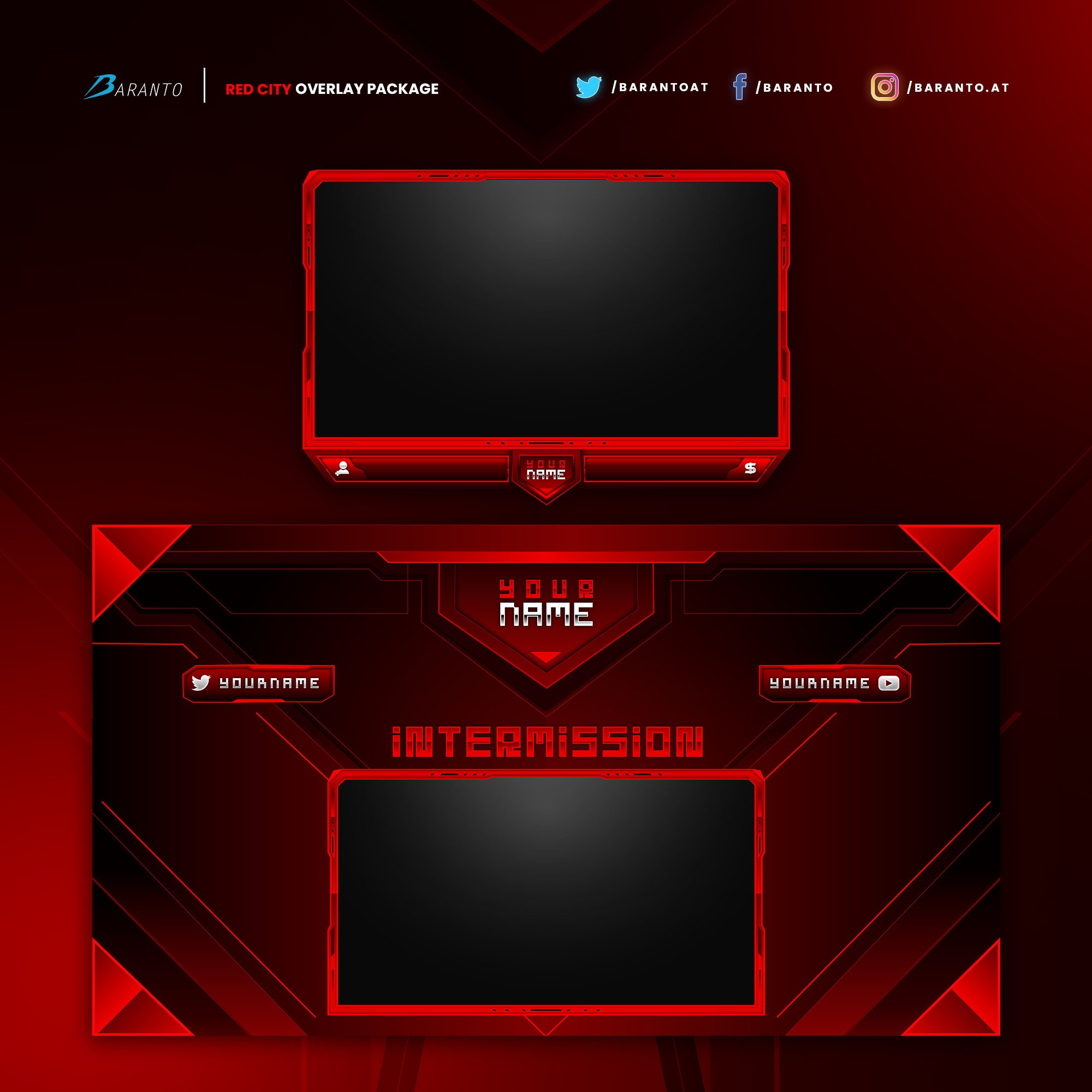 Animated Red City Overlay Twitch Package Instant Download / - Etsy