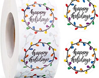 1000 pieces of 1.5-inch holiday lights, happy holiday stickers, Christmas envelope stickers