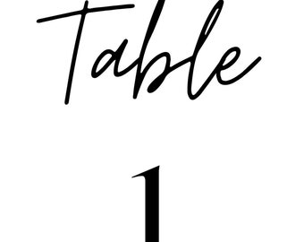 Wedding Table Number Cards