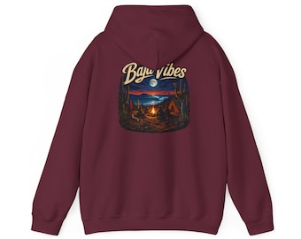 Sudadera estilo campamento de surf costero con temática de Baja Vibes Campfire Tales/
