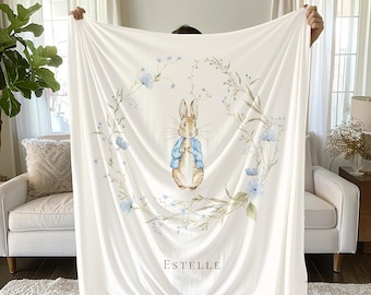 Peter Rabbit Blanket, Girls Nursery Blanket,Girls Nursery Decor,Baby Girl Gifts ,New Baby Girl Gifts,Boys Nursery Decor, Milestone Gift