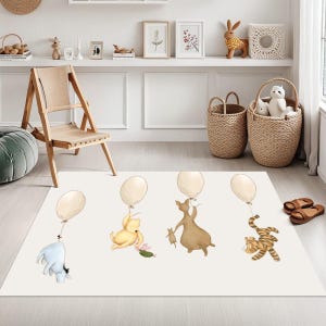 Alfombra de Winnie The Pooh, alfombra rectangular, alfombra de piso de Pooh, alfombras de Winnie the Pooh y sus amigos, tapete de dibujos animados, alfombra lavable para niños