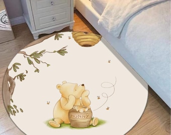 Winnie the Pooh Nursery Rug – Neutral Baby Playroom Mat, Washable Soft Rug for Boys or Girls, Disney Baby Room Decor