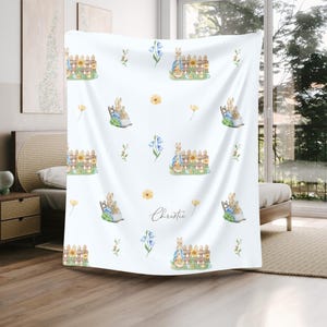 Manta de Peter Rabbit, manta de guardería para niñas, decoración de guardería para niñas, regalos para niñas, regalos para niñas recién nacidas, decoración de guardería para niños, regalo de hito