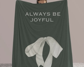 Always be joyful Green Blanket with White Ribbon Arctic Fleece Blanket Gifts for her throw in green blanket Birthday gift for teen