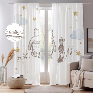 Personalized Blackout Curtains with Hooks Winnie the Pooh Kids Room Playroom Decor Curtains Girls room Boys