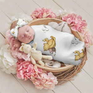 Classic Pooh Blanket, Winnie the Pooh Headbands, Pooh Name Hat, Baby Name Blanket, Personalized Pooh Swaddle, Wood Pooh Custom Name Gifts