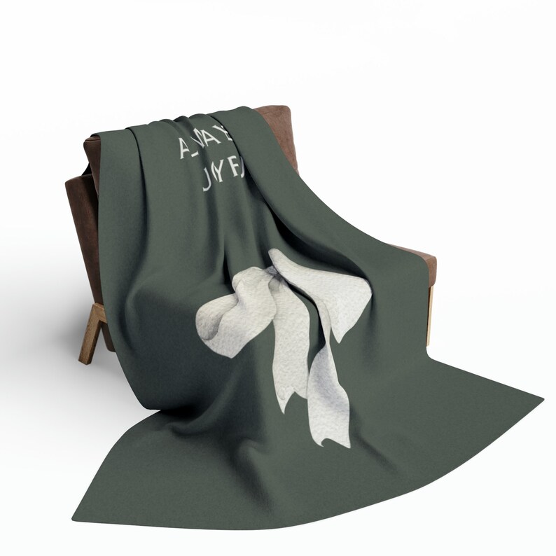 Always be joyful Green Blanket with White Ribbon Arctic Fleece Blanket Gifts for her throw in green blanket Birthday gift for teen image 7