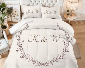 Parure de lit personnalisée pour mariage, housse de couette en coton personnalisée