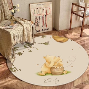 Winnie the Pooh Kinderteppich Mädchen und Jungen Zimmer Teppich Baby Spielzimmer Teppich Waschbar Kinderzimmer Teppich Pooh Baby Teppich Weiß