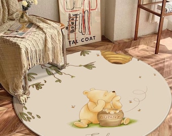 Winnie the pooh Kids Rug Girls and Boys Room Rug Baby Playroom Mat Washable Nursery Rug Pooh Baby Carpet White Rug
