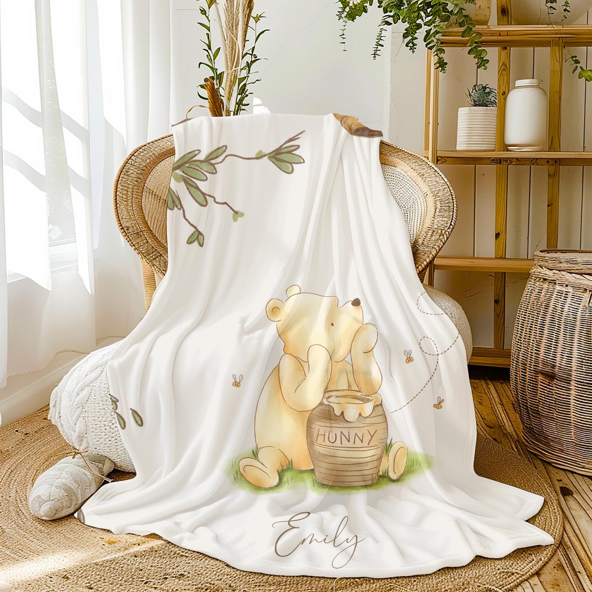 Winnie the Pooh Baby Blanket - Personalized Disney Gift, Soft Plush ...