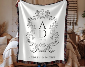 Manta personalizada para parejas, regalo de aniversario de algodón tejido