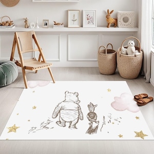 Tapis Winnie l'ourson rectangulaire, tapis de sol Winnie l'ourson et ses amis, tapis de dessin animé, tapis lavable pour enfants, tapis pour chambre d'enfant