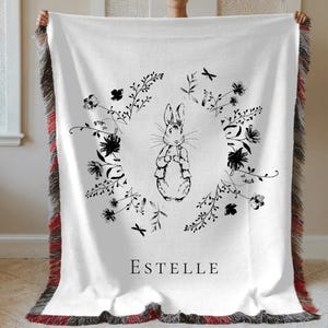 Manta de Peter Rabbit, manta de guardería para niñas, decoración de guardería para niñas, regalos para niñas, regalos para niñas recién nacidas, decoración de guardería para niños, regalo de hito