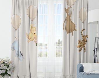 Winnie the Pooh Bear Nursery Curtains Winnie the Pooh Nursery Decor Kids Bedroom Curtains Girl Room