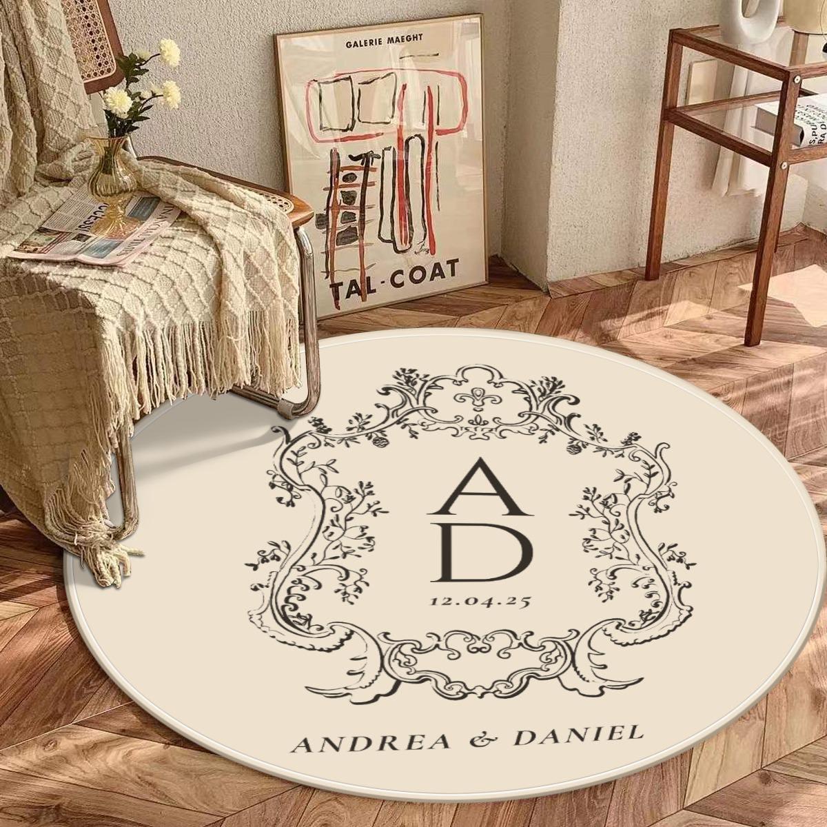 Custom Monogrammed Rug Personalized Family Name Carpet Unique Wedding ...