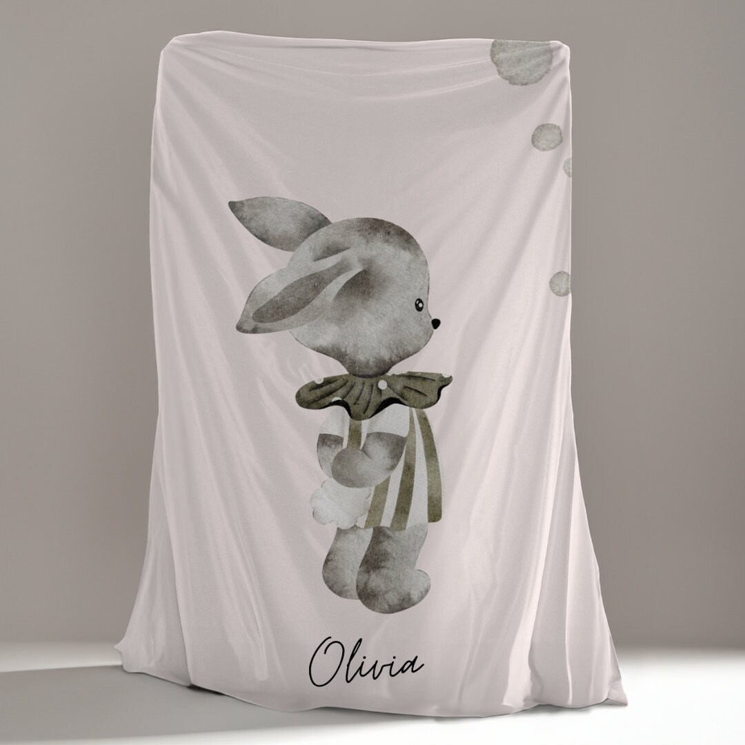 Pink Bunny Baby Summer  Hooded Blanket with Cute Embroidery( Light Pink)