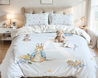 Peter Rabbit Personalized Duvet Cover Set Blue Custom Bedding