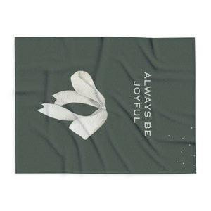 Always be joyful Green Blanket with White Ribbon Arctic Fleece Blanket Gifts for her throw in green blanket Birthday gift for teen image 5