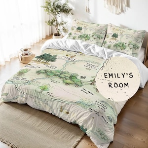 Ensemble housse de couette personnalisée carte Winnie l'ourson - Literie personnalisée, cadeau de pendaison de crémaillère, literie ourson personnalisée, literie pour enfants, cadeau d'anniversaire