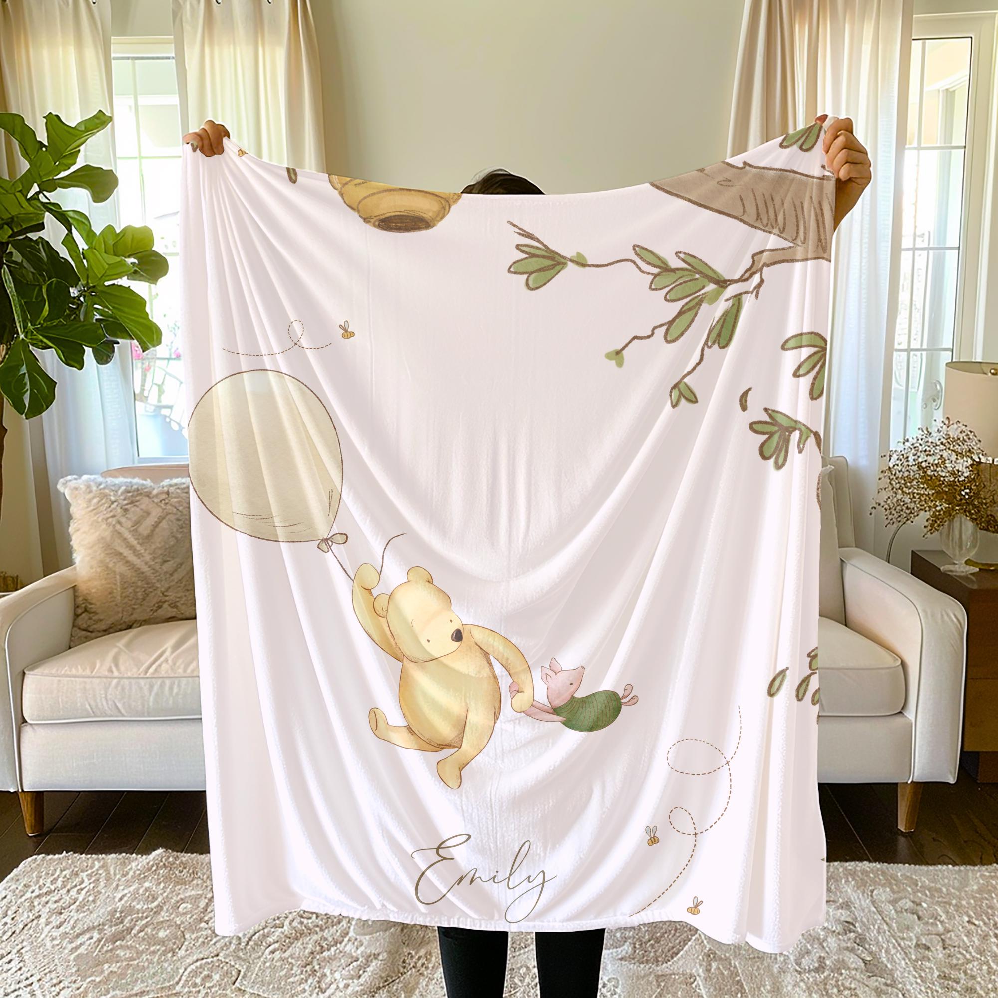 Winnie the Pooh Baby Blanket - Personalized Disney Gift, Soft Plush ...
