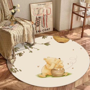 Winnie the Pooh Kinderteppich Mädchen und Jungen Zimmer Teppich Baby Spielzimmer Teppich Waschbar Kinderzimmer Teppich Pooh Baby Teppich Weiß