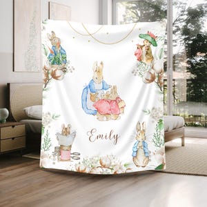 Manta de Peter Rabbit, manta de guardería para niñas, decoración de guardería para niñas, regalos para niñas, regalos para niñas recién nacidas, decoración de guardería para niños, regalo de hito