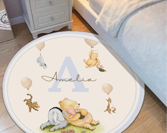 Winnie the Pooh Playroom Rug – Soft Kids Floor Mat, Washable Disney Rug for Toddlers, Preschool, or Reading Nook