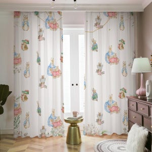 Peter Rabbit Curtain, Girls Nursery Decor, Baby Girl Room, Boys Nursery Curtain, New Baby Gift, Milestone Keepsake, Peter Rabbit Nursery