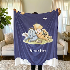Winnie the Pooh Personalized Blanket Custom Disney Gift Soft Plush Winnie the Pooh Baby Swaddle Pooh Plush blanket Personalized Throw Gift