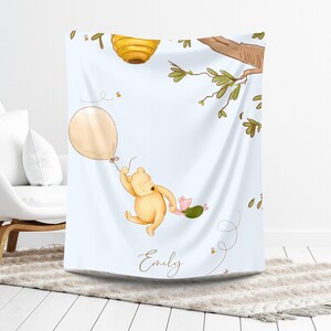Winnie the Pooh Baby Blanket - Personalized Disney Gift, Soft Plush Winnie the Pooh Baby Swaddle, Plush blanket, Couch Throw Gift