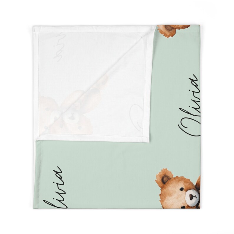 Teddy Bear Swaddle Blanket Personalized Baby Name Blanket Cute Animal Blankets Soft Blankets Custom Name Blanket Unique Baby Gift image 6
