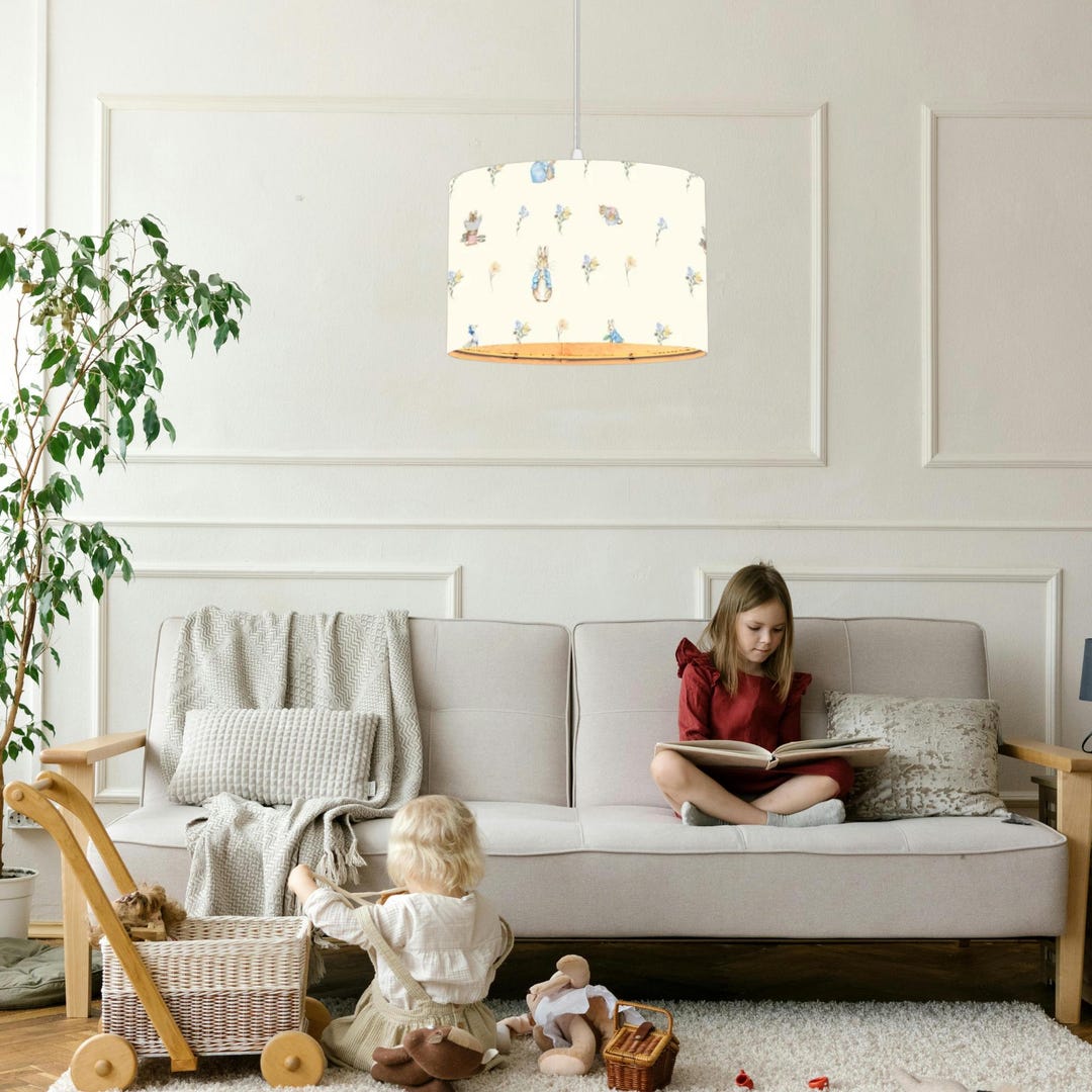 Peter Rabbit Pendant Light – Linen Nursery Lamp for Baby Room, Kids ...