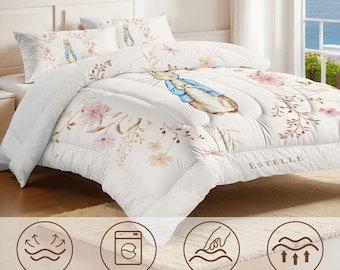 Personalized Peter Rabbit Duvet Cover Set, Custom Cotton Comforter Bedding