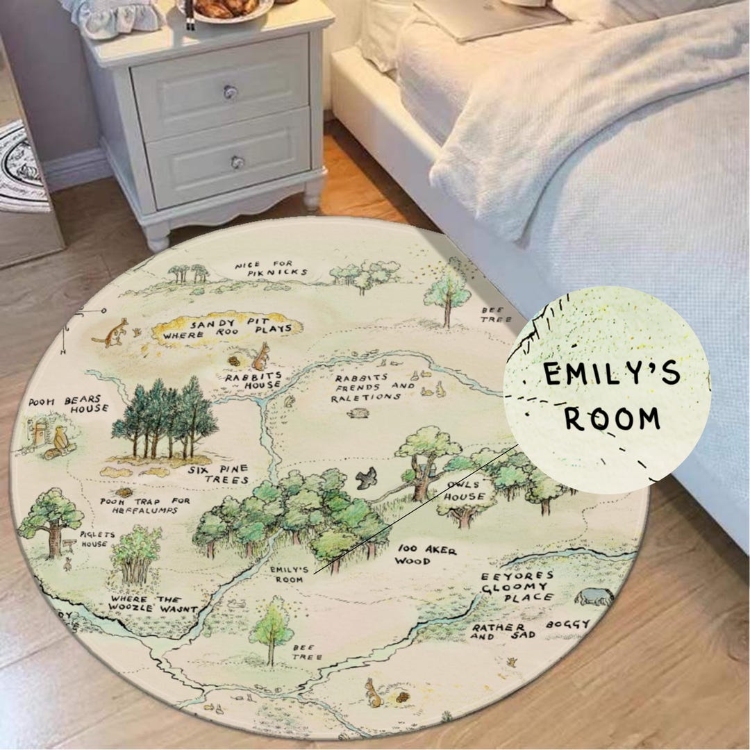 Winnie the Pooh Map Rug - Winnie Woodland Area Rug - Custom Rug, Map ...