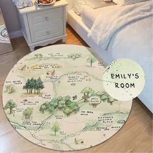 Tapis carte Winnie l'ourson - carpette Winnie Woodland - tapis personnalisé, tapis lavable carte - tapis personnalisé ourson - tapis carte Winnie l'ourson