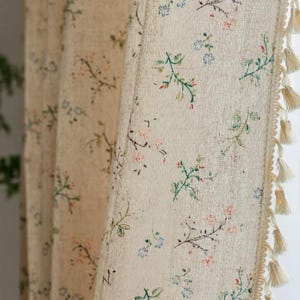 Boho Farmhouse Blackout Curtains – Floral Cotton Linen Blend Drapes for Living Room or Bedroom Window Panels