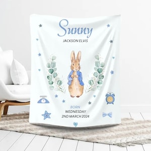 Manta de Peter Rabbit, manta de guardería para niñas, decoración de guardería para niñas, regalos para niñas, regalos para niñas recién nacidas, decoración de guardería para niños, regalo de hito