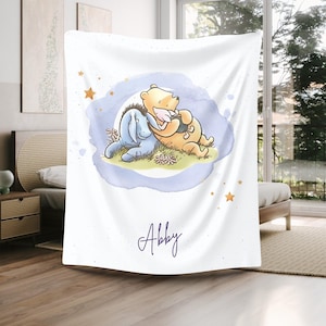Winnie the Pooh Baby Blanket - Personalized Disney Gift, Soft Plush Winnie the Pooh Swaddle, Plush blanket, Couch Throw Gift, Custom blanket