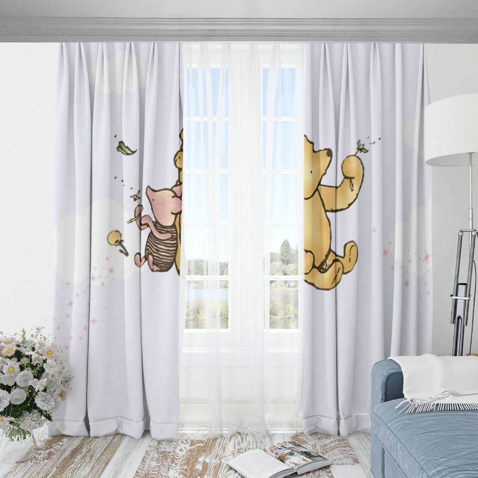 Winnie the Pooh Blackout Curtains for Kids Playroom, Girls, Boys Room