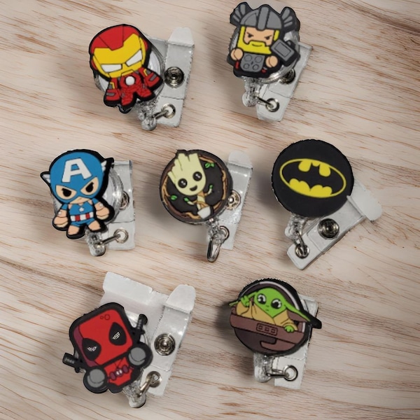 Marvel and DC movie character Badge Reel High quality retractable, Id holder, work badge, nurse badge