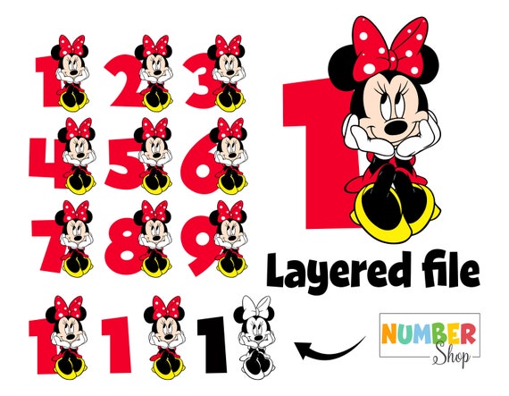 baby girl birthday numbers mickey mouse printable clipart png etsy
