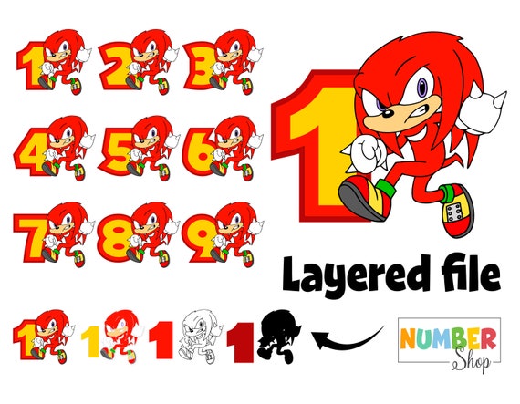 Red Sonic Svg Birthday Numbers Printable Clipart Sonic PNG - Etsy