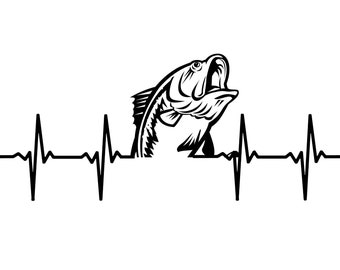 Bass is Life SVG File - Bass Fishing Pulse, Bass Fishing Shirt SVG, Bass Fisherman, Fishing Digital File, Bass Fishing SVG