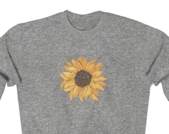 Sunflower Crewneck Sweatshirt, Floral Gardening Shirt, Womens Fall Sweatshirt, Floral Shirt, Flower Shirt, Minimalist Flower Shirt