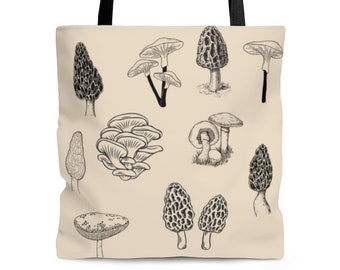 Mushroom Tote Bag, Aesthetic Retro Tote Bag, Mushroom Bag 3 Sizes