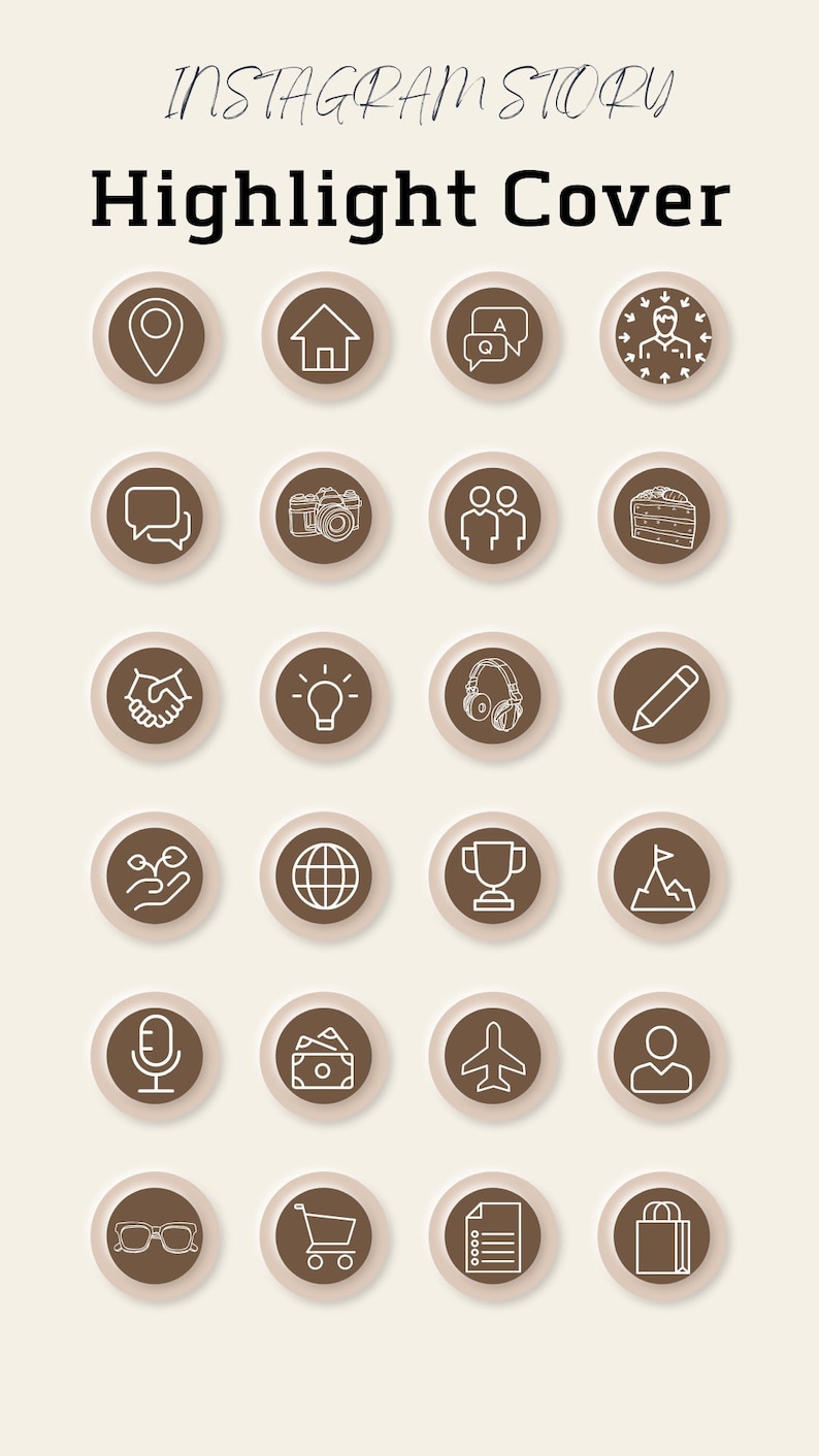 Neutral Brown Icon Instagram Highlight Covers Minimalist - Etsy