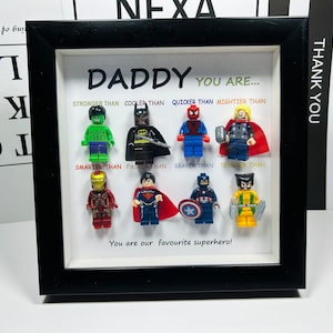 Personalised Father’s Day Superhero Frame Art, Gifts for Dad, Superhero Dad, Personalised Photo Frame, Family Anniversary Gift.