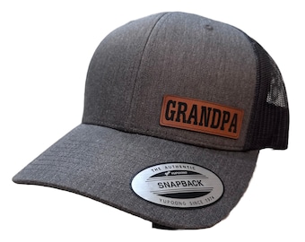 Grandpa Hat, Leatherette Patch Snapback, Father's Day Gift